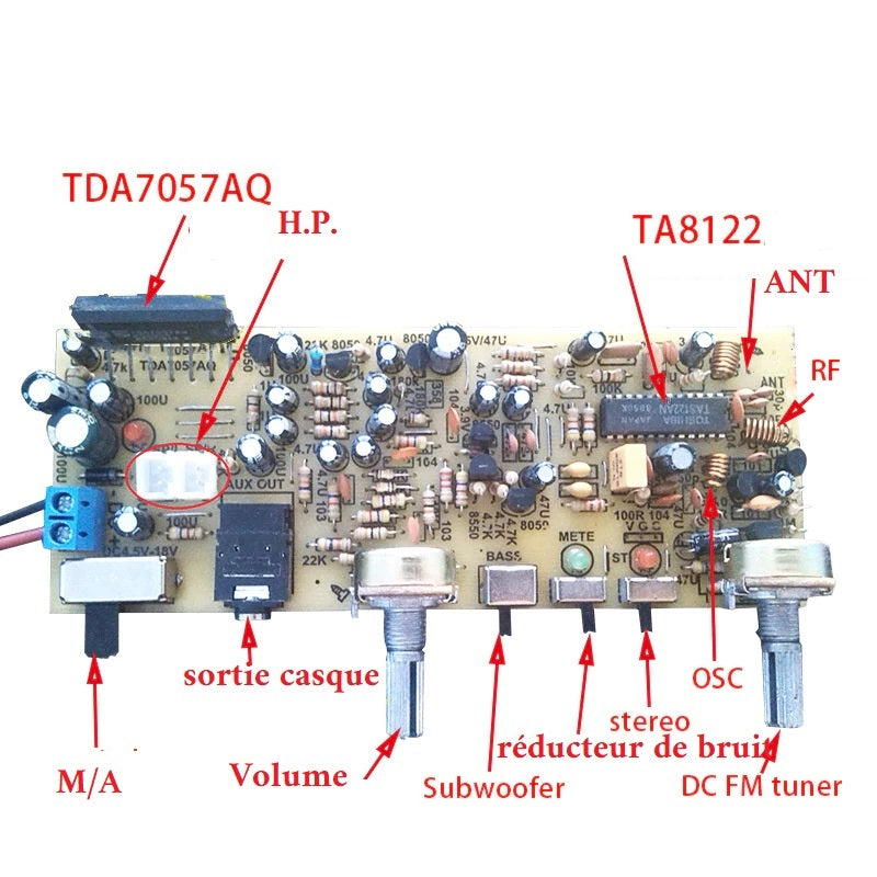 Module câblé et réglé pour la réception de la bande FM pour moderniser une TSF avec TA8122