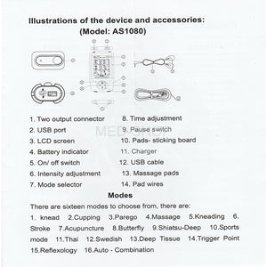 Masseur acupuncteur numérique avec 16 modes de stimulation