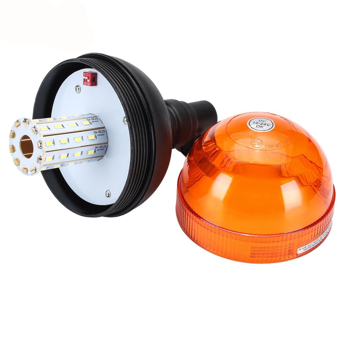 Gyrophare Multifonction ORANGE LED à poser 12/24 V ( Flash ou