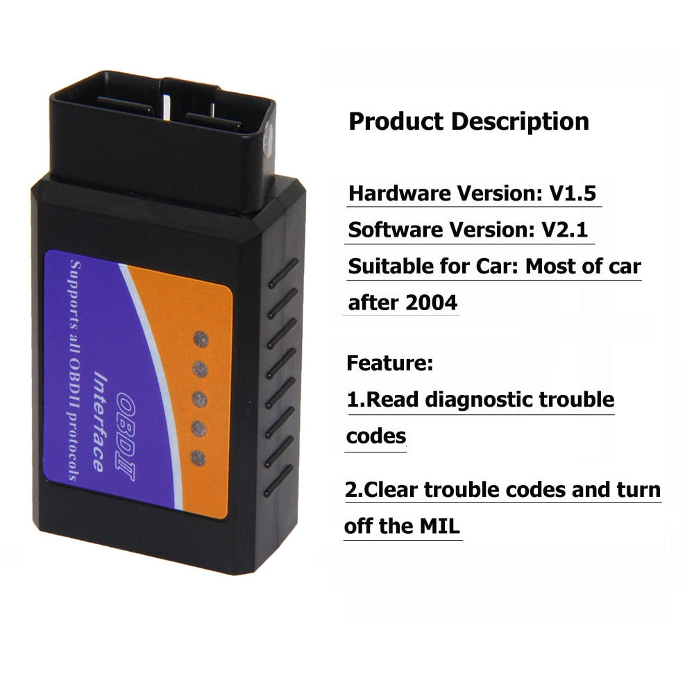 Viecar 2020 ELM327 V1.5 Bluetooth, outil de Diagnostic automobile, lecteur  de Code, prise OBD2, 4.0