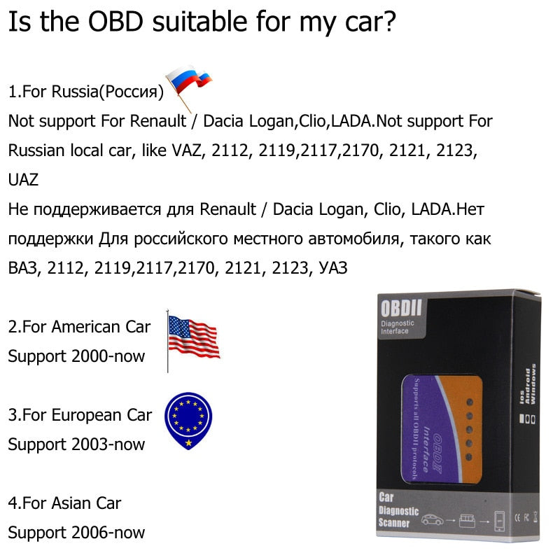 Valise diag Outil de Diagnostic Voiture OBD OBD2 ELM327 bluetooth OBDII