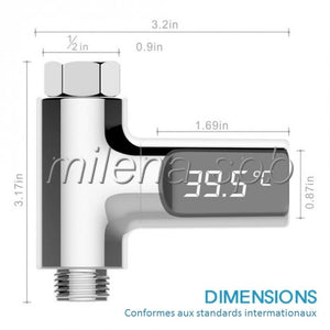 Dimensions thermomètre de douche à afficheur digital