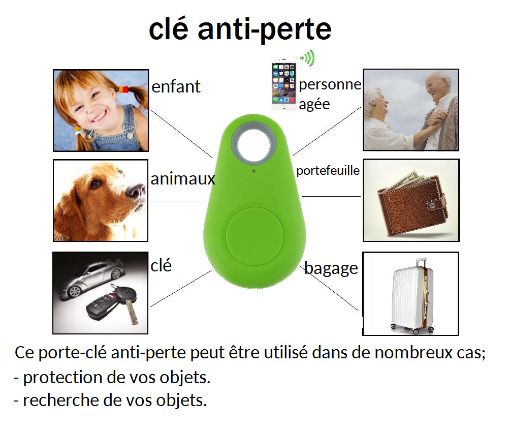 Porte Clé Anti Perte Bluetooth Android Ios Alarme Sonore Télécommande Photo  Vert Yoni à Prix Carrefour